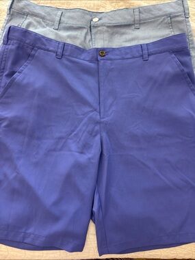 Two Pair Izod Men's Golf Shorts~ One Purple and One Blue/White Stripe